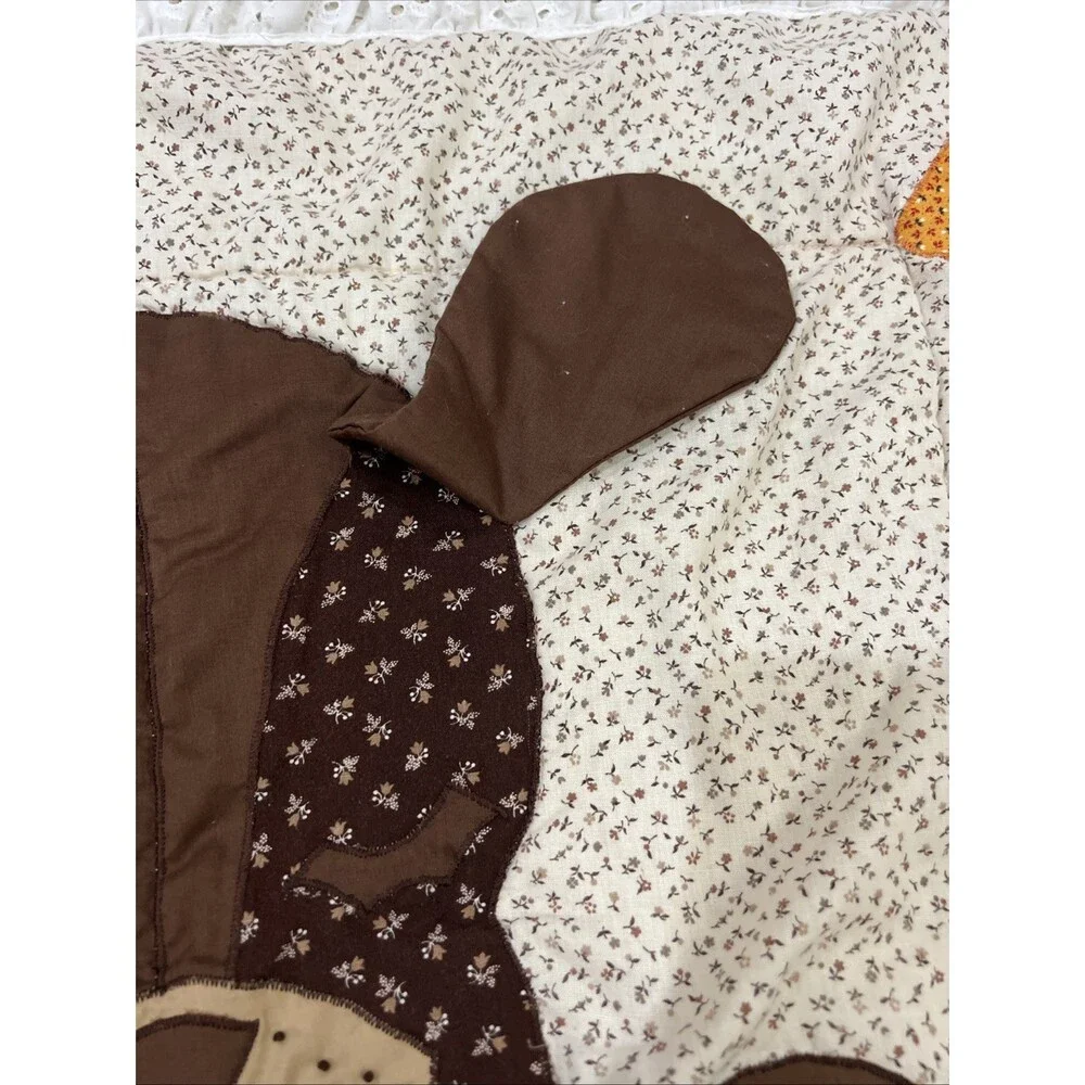 1970 Vintage Puppy Love, Gingham Goose Baby Kids Crib Quilt Blanket 55x37